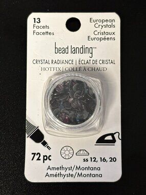 Bead Landing European Crystal Hotfix 72pc Amethyst SS12 SS16 SS20 13 Facets Rhin